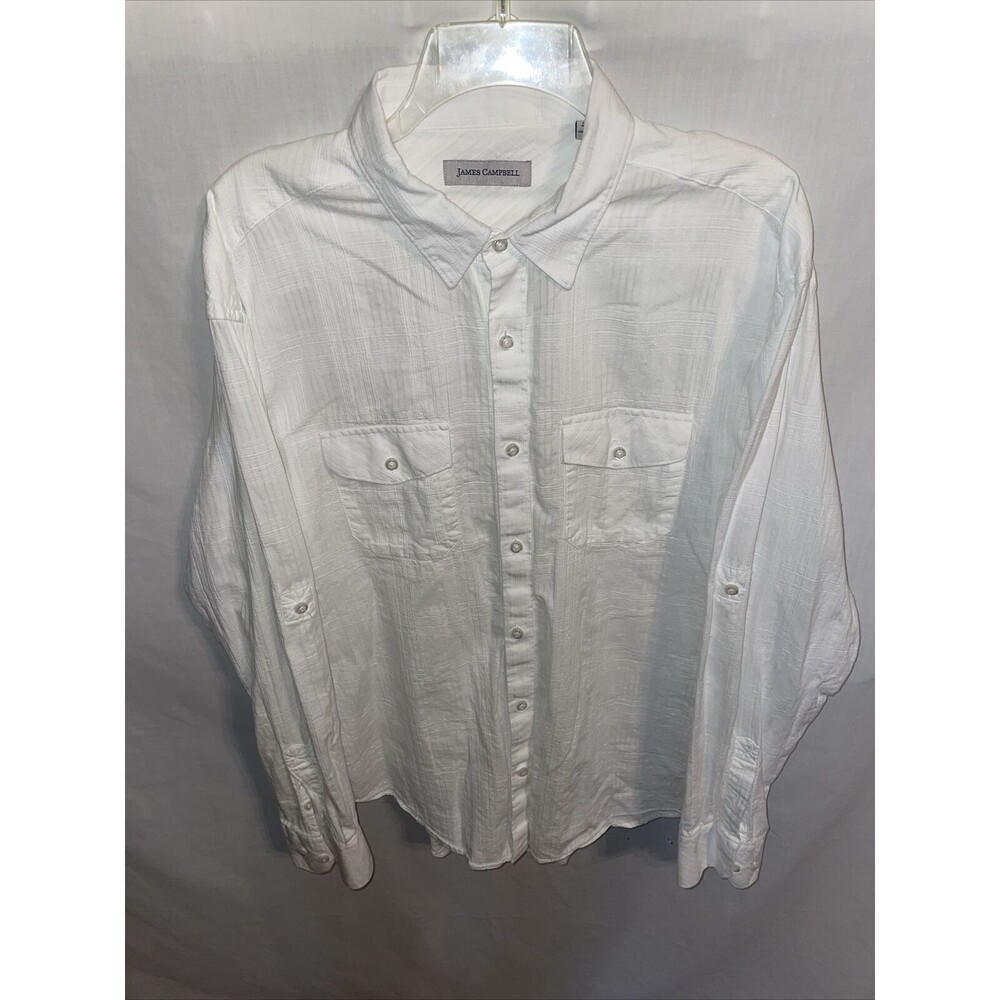 James Campbell Casual Shirt Women's Size XL White Button Up Rolltab Sleeve